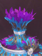 Load image into Gallery viewer, Peacock Feather & diamante design wedding cake stand  1920's  Gatsby style  round/square  all sizes