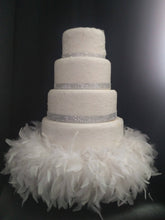 Load image into Gallery viewer, Diamante and Feather surround wedding cake stand Set of 2 - many colours
