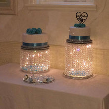 Load image into Gallery viewer, 4pc Crystal cake stands  PLUS Rose base stand, CUTOM COLOUR