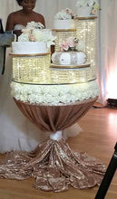 Load image into Gallery viewer, 4pc Crystal cake stands  PLUS Rose base stand, CUTOM COLOUR