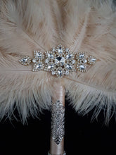 Load image into Gallery viewer, Bridal Feather Fan bouquet, Great Gatsby wedding style -ANY COLOUR by Crystal wedding uk