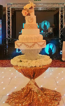 Load image into Gallery viewer, Chandelier cake stand [ crystal cake stand [ wedding cake stand + LED lights by Crystal wedding uk
