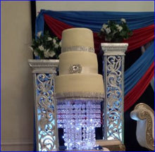 Load image into Gallery viewer, Wedding cake stand, Tiered style, real crystal chandelier cake stand+ LED