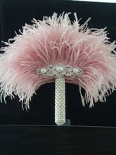 Load image into Gallery viewer, Ostrich PLUME Feather Fan 16" bouquet luxury alternative Bouquet Great Gatsby wedding style -ANY COLOUR Artificial bouquet