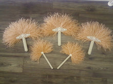 Load image into Gallery viewer, Ostrich PLUME Feather Fan bouquet luxury alternative Bouquet Great Gatsby wedding style -ANY COLOUR Artificial bouquet