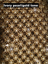 Load image into Gallery viewer, Gold crystal & ivory Pearl wedding cake stand - round or square all sizes by Crystal wedding uk