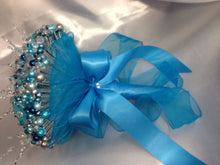 Load image into Gallery viewer, Pearl and crystal wedding bouquet & boutonniere flower girl wand many colours