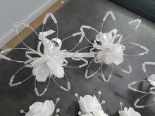 Load image into Gallery viewer, Wedding bouquet  with Crystal Lotus flower wire and  feather petals   Alternative bridal flowers by Crystal wedding uk
