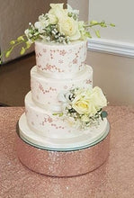 Load image into Gallery viewer, Rose gold SEQUIN  blush cake stand by Crystal wedding uk
