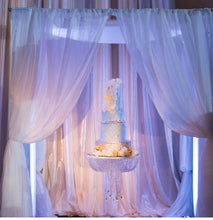 Load image into Gallery viewer, Suspended cake Swing  mirror top - gold or  silver Faux Crystal chandelier style drape by Crystal wedding uk
