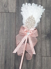 Load image into Gallery viewer, Bridesmaid Feather Fan flower girl wand. feather bouquet,  Great Gatsby 1920's wedding - ANY COLOUR