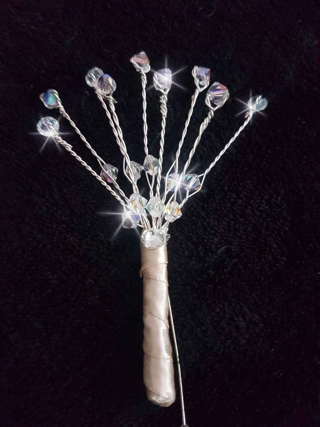 Crystal  wire boutonnière,  Buttonhole for usher, Bestman.