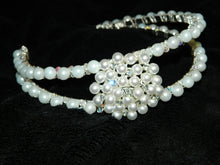 Load image into Gallery viewer, Pearl tiara, crystal hairband
