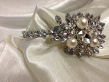 Load image into Gallery viewer, Large side tiara, Pearl crystal hairband, hairpeice