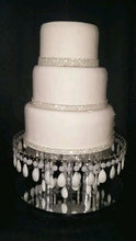 Load image into Gallery viewer, Crystal cake stand,  RARE white cake stand, Glass crystal droplet for wedding cakes