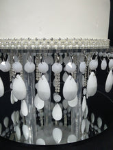 Load image into Gallery viewer, Crystal cake stand,  RARE white cake stand, Glass crystal droplet for wedding cakes