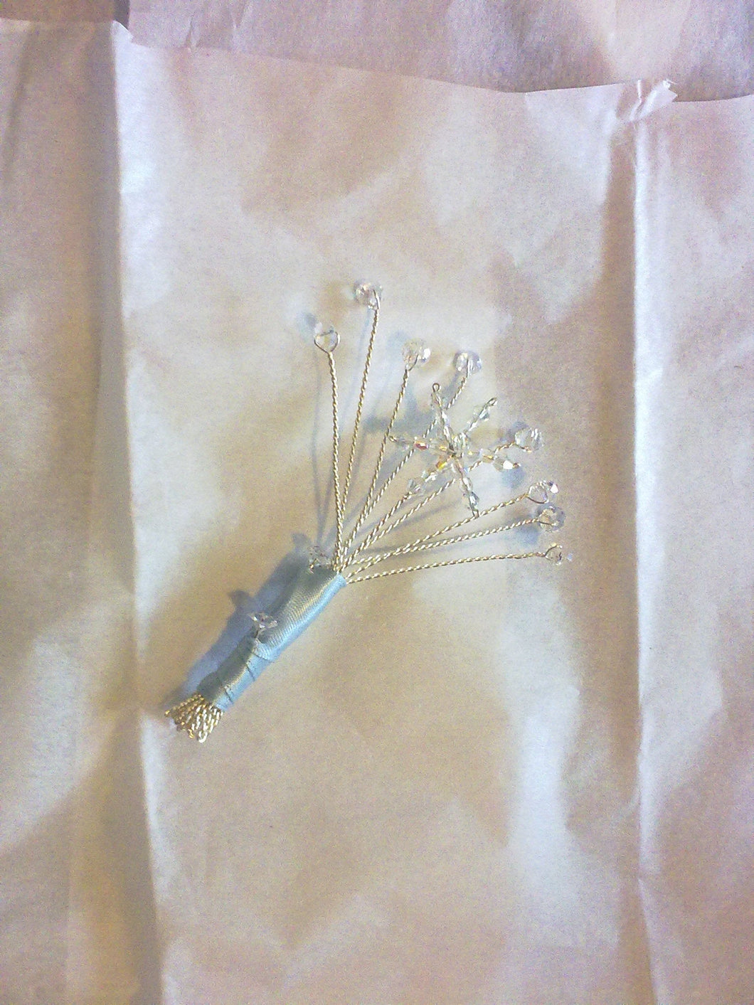Crystal Snowflake buttonhole/boutonniere  for a Winter wedding