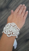 Load image into Gallery viewer, Wedding Cuff, Vintage Glam,Art Deco, Crystal rhinestone bracelet. by Crystal wedding uk