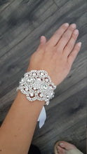Load image into Gallery viewer, Wedding Cuff, Vintage Glam,Art Deco, Crystal rhinestone bracelet. by Crystal wedding uk