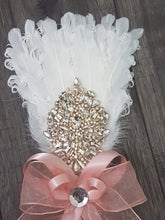 Load image into Gallery viewer, Bridesmaid Feather Fan flower girl wand. feather bouquet,  Great Gatsby 1920's wedding - ANY COLOUR