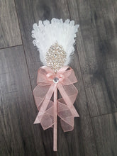 Load image into Gallery viewer, Bridesmaid Feather Fan flower girl wand. feather bouquet,  Great Gatsby 1920's wedding - ANY COLOUR