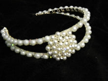 Load image into Gallery viewer, Pearl tiara, crystal hairband
