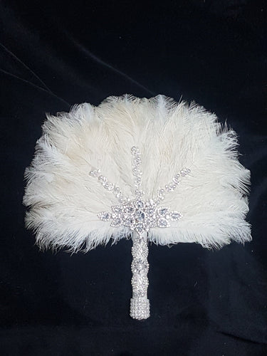 Feather Fan wedding bouquet, Off white , Ostrich feather bouquet