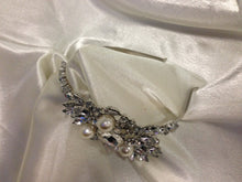 Load image into Gallery viewer, Large side tiara, Pearl crystal hairband, hairpeice