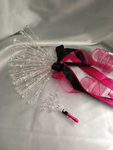 Load image into Gallery viewer, Crystal wire bouquet, Jewel crystal wedding bouquet&  comlimentary groom's buttonhole.