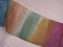 Load image into Gallery viewer, Rainbow multi Rhinestone ribbon, Diamond Mesh, Diamante Bling, Crystal trim 1 METER cake trim. by Crystal wedding uk