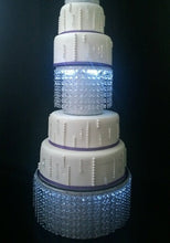 Load image into Gallery viewer, Faux Crystal Diamante wedding cake stand set of 2 with lights