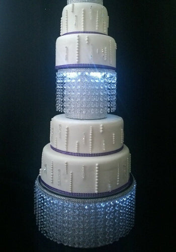 Faux Crystal Diamante wedding cake stand set of 2  with  lights