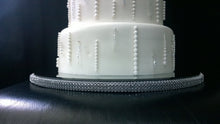 Load image into Gallery viewer, Diamante Rhinestone cake stand, platform plate White or ivory pearl & real glass crystals