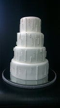 Load image into Gallery viewer, Diamante Rhinestone cake stand, platform plate White or ivory pearl & real glass crystals