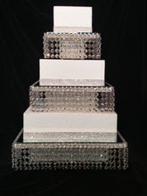 Load image into Gallery viewer, Faux crystal tiered stacked cake stands cake dividers  + LED lights by Crystal wedding uk
