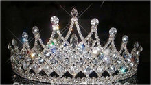 Load image into Gallery viewer, Tall  crystal tiara crown  Couture inspired modern crystal tiara Clear rhinestone crystal  'last one'