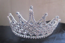 Load image into Gallery viewer, Tall  crystal tiara crown  Couture inspired modern crystal tiara Clear rhinestone crystal  'last one'