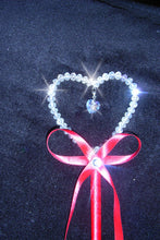 Load image into Gallery viewer, ivory Pearl heart flower girl wand, bridesmaid wand. by Crystal wedding uk
