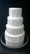 Load image into Gallery viewer, Diamante Rhinestone cake stand, platform plate White or ivory pearl & real glass crystals