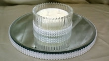 Load image into Gallery viewer, Diamante Rhinestone cake stand, platform plate White or ivory pearl & real glass crystals