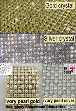 Load image into Gallery viewer, Diamante Rhinestone cake stand, platform plate White or ivory pearl & real glass crystals