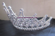 Load image into Gallery viewer, Tall  crystal tiara crown  Couture inspired modern crystal tiara Clear rhinestone crystal  &#39;last one&#39;
