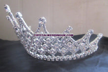 Load image into Gallery viewer, Tall  crystal tiara crown  Couture inspired modern crystal tiara Clear rhinestone crystal  'last one'