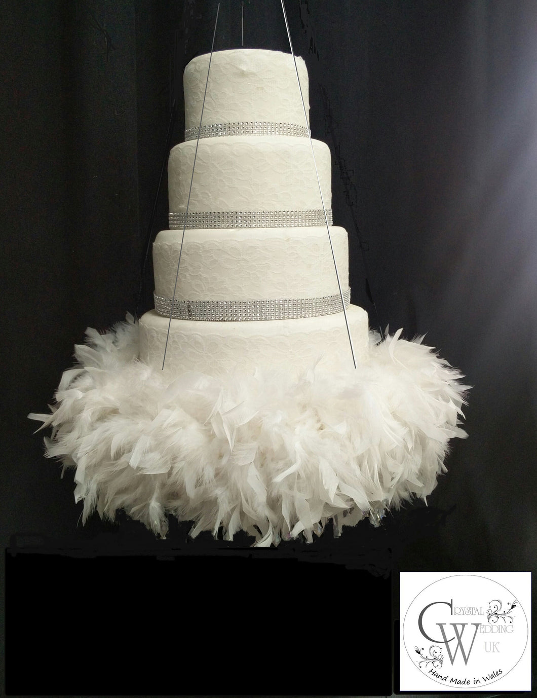 Cake plate, Suspended Swing cake platform , Feather cake hanging platform by Crystal wedding uk