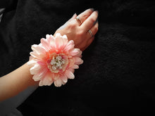 Load image into Gallery viewer, Gerbera wrist corsage, Wedding Corsage - prom corsage, blush pink peach
