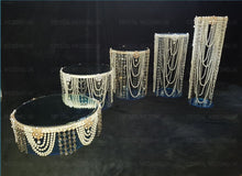 Load image into Gallery viewer, Cascading pearl and Crystal cake stands cascading style ,   1 to 5 tiers - Premium glass crystal faux pearls
