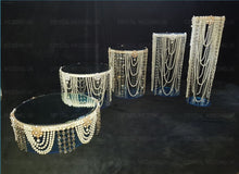 Load image into Gallery viewer, Cascading pearl and Crystal cake stands cascading style ,   1 to 5 tiers - Premium glass crystal faux pearls