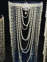 Load image into Gallery viewer, Cascading pearl and Crystal cake stands cascading style ,   1 to 5 tiers - Premium glass crystal faux pearls