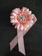Load image into Gallery viewer, Gerbera wrist corsage, Wedding Corsage - prom corsage, blush pink peach
