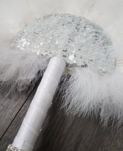 Load image into Gallery viewer, Feather Fan bouquet luxury alternative Bouquet Great Gatsby wedding style -ANY COLOUR Artificial ,Alternative bouquet
